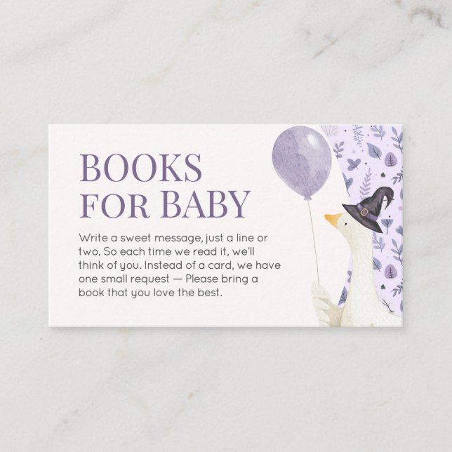 Little Silly Goose Baby Shower Books for Baby Enclosure Card (Front)