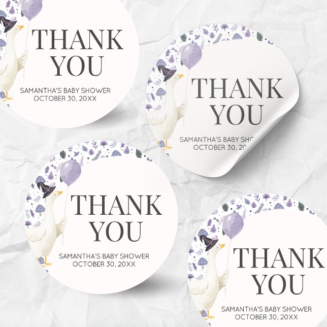 Little Silly Goose Baby Shower Classic Round Sticker (Silly Little Goose Halloween Baby Shower Round Sticker)