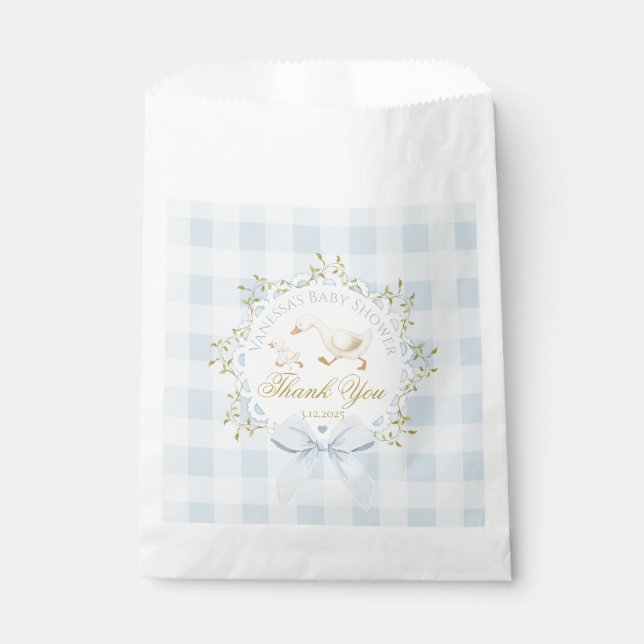 Little Silly Goose Blue Baby Shower Thank you Favour Bag (Front)