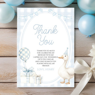Little Silly Goose Blue Birthday Party Thank You Card