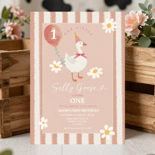 Little Silly Goose Daisy Girl 1st Birthday Invitation