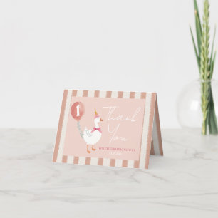 Little Silly Goose Pink Balloon Birthday Folded Thank You Card