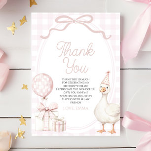 Little Silly Goose Pink Birthday Party Thank You Card