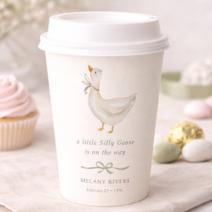 Little silly Goose Sage Green Bow Baby Shower Paper Cups