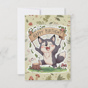 Little Simple Wolf Digital Birthday Card