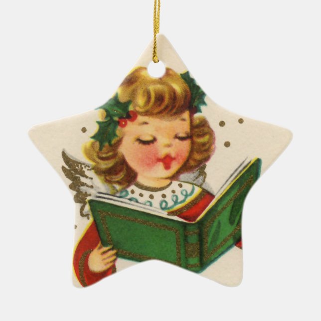 Little Singing Angel Ceramic Ornament (Front)