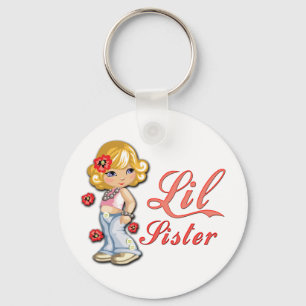 LIttle Sister and Flowers Key Ring