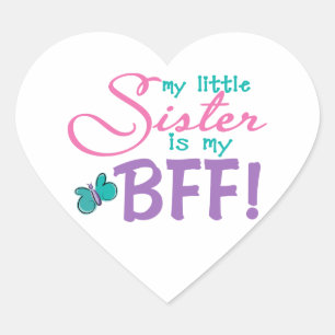Little Sister BFF Butterfly Heart Sticker