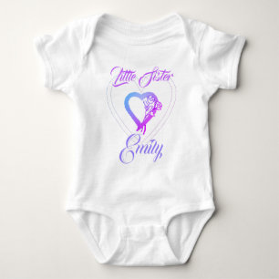Little Sister Big Sister Floral Heart Baby Bodysuit