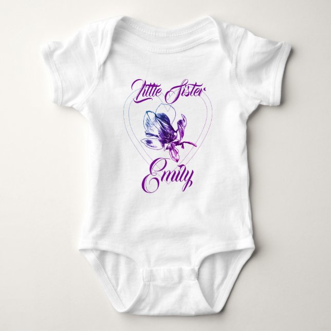 Little Sister Big Sister Orchid Baby Bodysuit (Front)