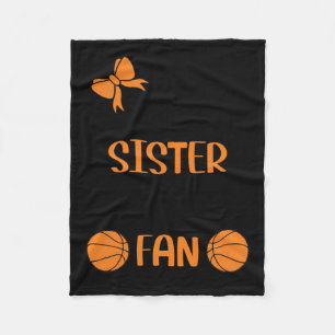 Little Sister Biggest Fan Basketball Sister Fleece Blanket