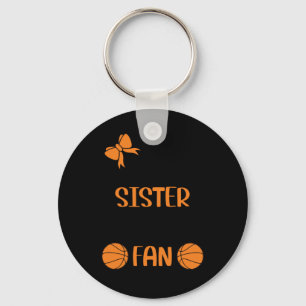 Little Sister Biggest Fan Basketball Sister  Key Ring