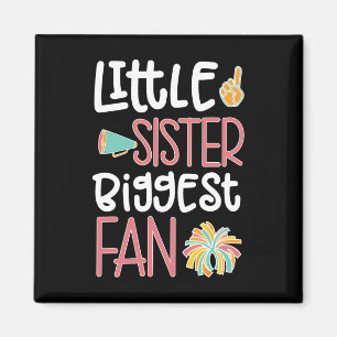 Little Sister Biggest Fan Cheer Sister Cheerleadin Magnet