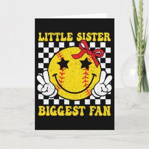Little Sister Biggest Fan Retro Softll Sister Girl Card