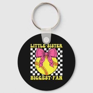 Little Sister Biggest Fan Retro Softll Sister Girl Key Ring