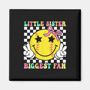 Little Sister Biggest Fan Retro Softll Sister Girl Magnet
