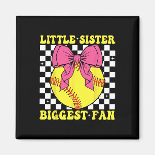 Little Sister Biggest Fan Retro Softll Sister Girl Magnet