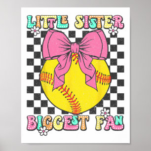 Little Sister Biggest Fan Retro Softll Sister Girl Poster