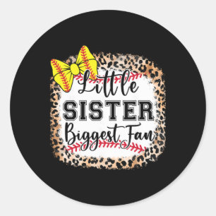 Little Sister Biggest Fan Softll Bow Catcher Teen Classic Round Sticker