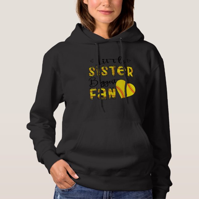 Little Sister Biggest Fan Teen Girls Leopard Softb Hoodie (Front)
