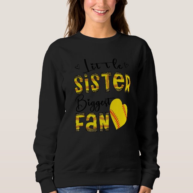 Little Sister Biggest Fan Teen Girls Leopard Softb Sweatshirt (Front)