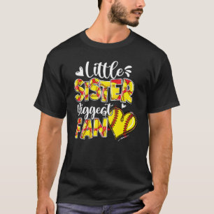 Little Sister Biggest Fann Softball Sister T-Shirt
