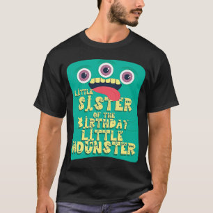 Little Sister Birthday Boy Little Monster Matching T-Shirt