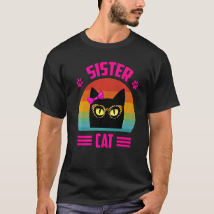 Little Sister Ca With Leopard Glasses Retro Cat Lo T-Shirt