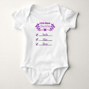 Little Sister Checklist T-Shirt Baby Bodysuit