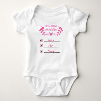 Little Sister Checklist T-Shirt Baby Bodysuit
