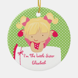 Little Sister Christmas Ornament Sweet Blonde Girl