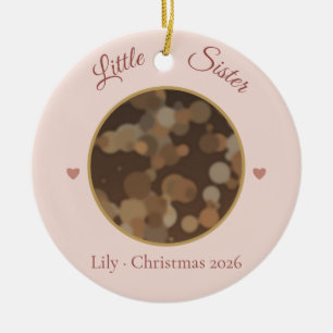 Little Sister Christmas Photo Ornament, Personaliz Ceramic Ornament