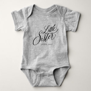 Little Sister Custom Due Date Announcement Baby Bodysuit
