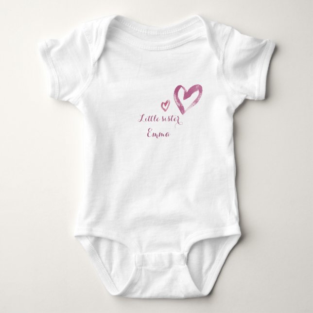 Little sister customizable name baby bodysuit (Front)