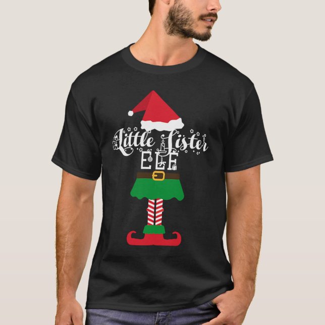 Little Sister Elf Christmas Family Elves Matching  T-Shirt (Front)