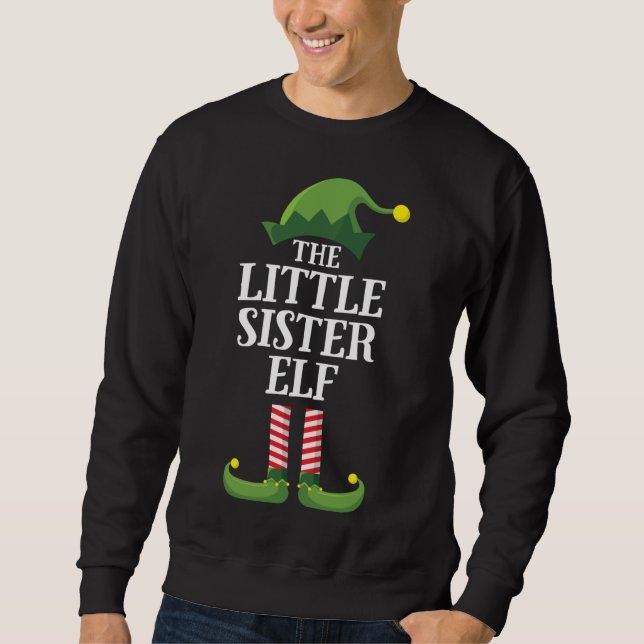 Little Sister Elf Matching Family Christmas Girls Sweatshirt (Front)