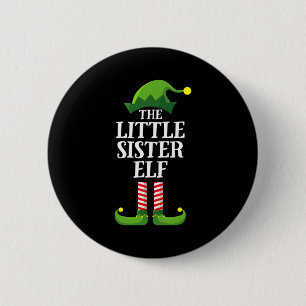 Little Sister Elf Matching Family Group Christmas 6 Cm Round Badge