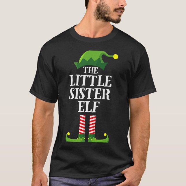 Little Sister Elf Matching Family Group Christmas  T-Shirt (Front)