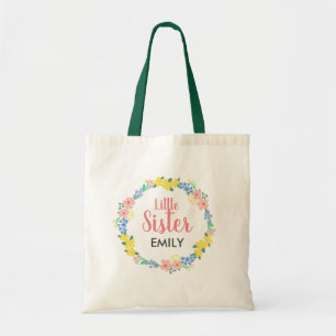 Little Sister Floral Wreath Tote Bag