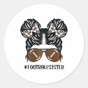 Little Sister Footll Toddler Girl Kids Youth Lil S Classic Round Sticker