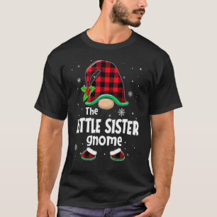 Little Sister Gnome Buffalo Plaid Christmas Matchi T-Shirt