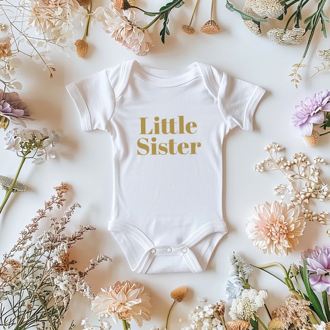 Little Sister | Gold Matching Sibling Family Baby Bodysuit (Creator Uploaded)