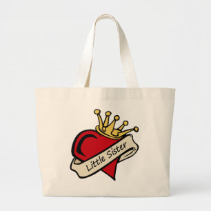 Little Sister Heart Tattoo Large Tote Bag