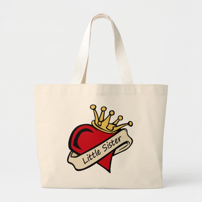 Little Sister Heart Tattoo Large Tote Bag (Front)