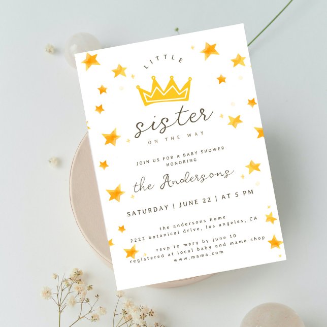 Little Sister On The Way Boho Stars  Baby Shower Invitation (Creator Uploaded)