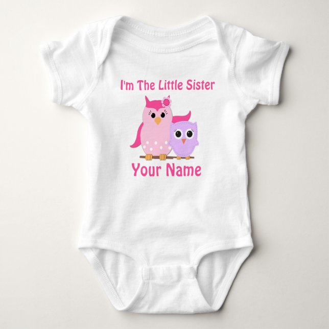 Little Sister Owl Personalised T Shirt (Front)