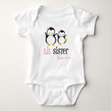 Little Sister Penguin Personalised Pink Shirt