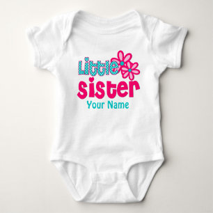 Little Sister Pink and Teal Personalised Shirt