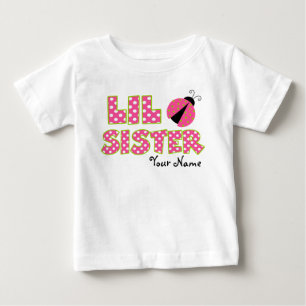 Little Sister Pink Ladybug Personalised T-Shirt