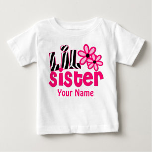 Little Sister Pink Zebra Personalised Shirt